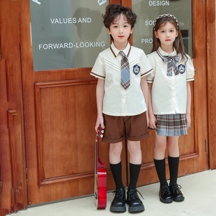 Pupil School Uniform British College Style Graduation Season Class Clothing Kindergarten Garden Clothing Summer Shirt Suit Boys and Girls Cotton