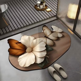 French Household Diatom Mud Floor Mat Toilet Water Absorbent Anti-Slip Mat Dirt-Resistant Easy to Take care Bathroom Floor Mat Can Be Used for Hair