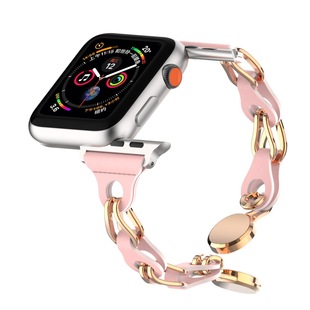 For apple watch apple watch Hollow Metal Leather Chain Strap iwatch Leather Chain Magnetic Buckle Strap