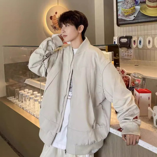 Bomber Jacket Men's Spring and Autumn 2024 New American Style Retro High-end Feeling New Style Handsome Loose Baseball Jacket Coat