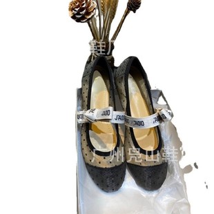 Di Home Ballet Shoes 2023 новый волновой точечный сетчатый пряжа плоский фон одиночные туфли с тканым лицом алфавит с круглой головой женские туфли с мелким ртом