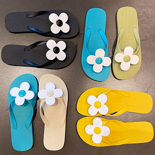 Flower flip-flops ladies flat slippers non-slip soft elastic breathable vacation leisure swimming pool beach slippers wholesale