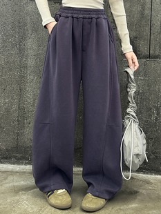 Girls' Banana Pants Autumn and Winter fleece-lined Middle and Large Children's Western-style Drawstring Wide-leg Sweatpants Children's Spring and Autumn Casual Sports Pants Trendy