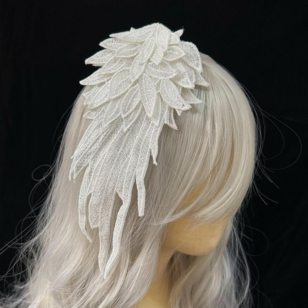 White Feather Headpiece Lolita Wings White Angel Cosplay Original Wing Embroidery Design Hairpin Hair Accessory