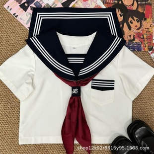 Genuine Improved White Three Jk Uniform College Style suit Autumn Long Sleeve Top Basic School for Ssailor Suit Full Set