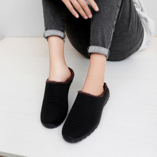 2024 Cross-border New Winter fleece-lined Thickened Thick-soled Warm Wear-resistant Indoor and Outdoor Fashion Women's Shoes Half-covered Cotton Shoes