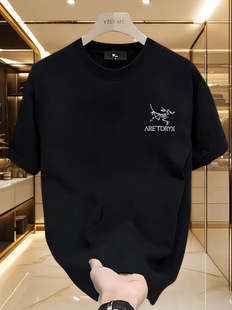high quality Cotton Men's Short-sleeved T-shirt 2025 Summer New Casual American Style Trendy Crewneck T-shirt Top