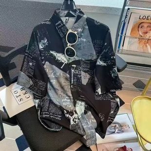 2025 Summer European and American Station New plus size Retro Short-sleeved Floral Shirt Loose Couples Hong Kong-style Sunscreen Shirt Trendy