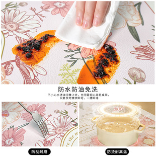 Retro household round table mat waterproof oil-proof disposable ins style coffee table tablecloth fresh flower silicone mat
