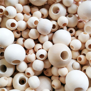 Wholesale Large Hole Wood Beads 6-50mm Hand-Beaded Logs Scattered Lotus Wood Round Beads DIY Hemu Jewelry Accessories