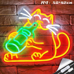 Neon light luminous characters electric competition room bar atmosphere light cute cat children's room wall decoration light factory straight hair
