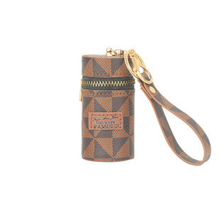 Women's Popular lipstick keychain pendant leather presbyopic lipstick vintage bucket lipstick bag headset Bluetooth bag