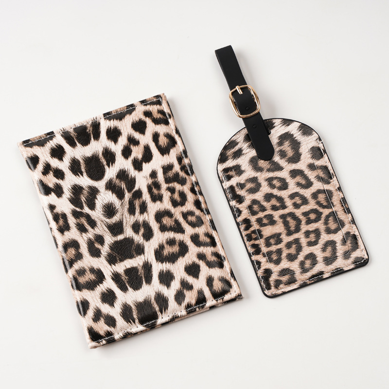 2026 New Leopard Print Pu Multi-Color Wild Style Passport Cover, Ticket Holder, Luggage Tag Set, Factory Wholesale Direct Sales