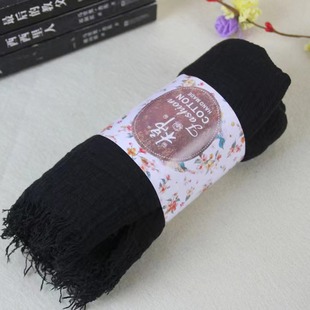 Factory Direct Sales New Muslim pleated rayon monochrome scarf natural wrinkle cotton linen with hair fringe women's bag headscarf