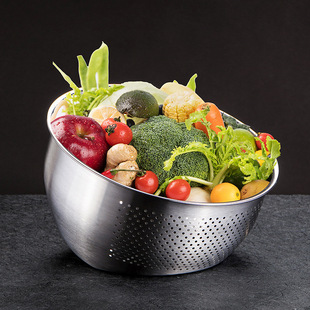 304 Inclined Rice Washing Basin Thickened Stainless Steel Rice Washing Sieve Kitchen Rice Washing Household Vegetable Washing Drain Basin