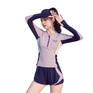 Swimwear Women's Split 2025 New Style Conservative Belly-Covering Slimming Diving Suit Sports Long-Sleeved Sunscreen Surfsuit Swimwear