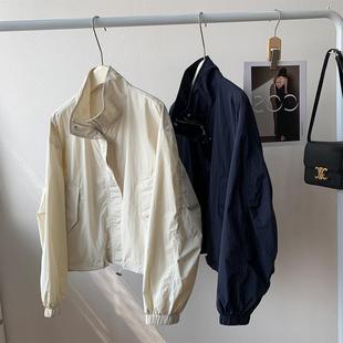 American retro stand collar frock short coat female! Spring and summer small slim zipper windbreaker jacket top