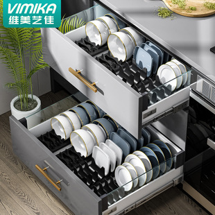 Dishes and Dish Storage Rack Kitchen Storage Shelf Punch-free Draining Dishes and Dish Rack Household Table Table Bowl Chopsticks Cabinet Rack