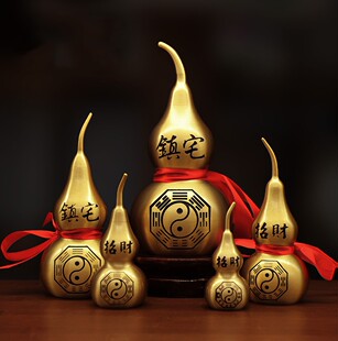 Pure Brass brushed craft gossip gourd decoration study office entrance creative gift lucky gourd pendant