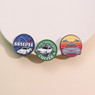 Round Geometry European and American Animation Brooch Clothing Accessories Collar Pin English European and American Cycling Time and Space Shuttle