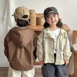Children's Coat Boys' Spring 2025 New Spring and Autumn Girls' Hooded Coat Loose Korean Baby Clothes
