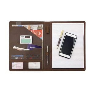 Multi-functional business office sales manager talks about single-clip notebook retro leather A4 folder meeting minutes