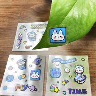 Factory wholesale color pvc hand account children's creative expression gifts cartoon hand account stickers transparent cute creative