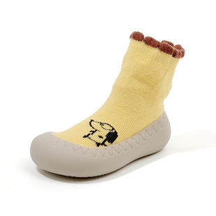 Autumn and Winter children's soft bottom indoor and outdoor shoes baby protective collision lightweight toddler shoes boys and girls cartoon mid-calf socks shoes