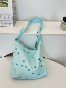 54164 Korean Style Niche Printed Canvas Bag 2025 New Large Capacity Shoulder Bag Commuter Tote Bag Shopping Bag