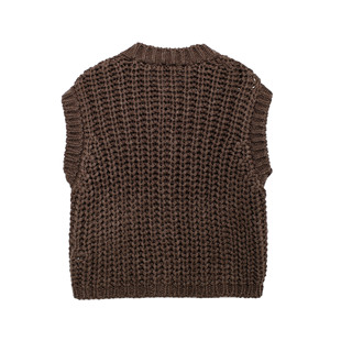 Autumn 2025 New European and American Style Thick Needle Buckle Loose Knitted Cardigan Vest 5802114