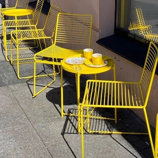Color Dopamine Nordic Simple Outdoor Table and Chair Leisure Chair Bar Chair Dining Table and Chair Milk Tea Coffee Shop Outside