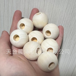 Natural Wood Color Half-Hole Wooden Beads Loose Beads Lotus Wood Teething Beads DIY Jewelry Accessories with Insertable Wooden Sticks