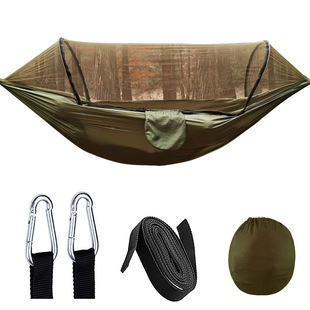 Automatic Quick Open Mosquito Net Hammock Outdoor Camping Brace Anti-mosquito Hammock Anti-rollover Nylon Hammock with Mosquito Net