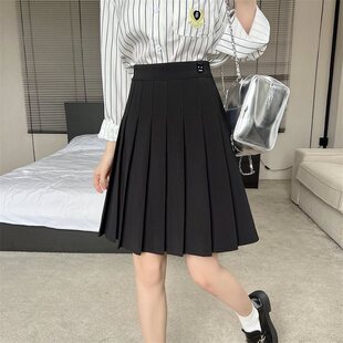 New Autumn and Winter Mid-Length High-Waisted Pleated Skirt, Anti-Exposure, Slimming Look, Cover-Up Long Skirt, Pure Color Large Hem A-Line Skirt