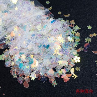 Golden Glitter Transparent Sequins Magic Snowflake Leaves Flower Star Beads DIY Slime Nail Art Patch 10g