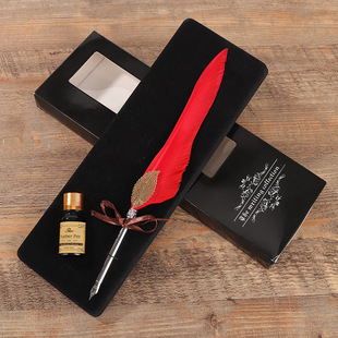 Foreign trade new creative feather pen box retro high color value feather pen suit graduation holiday gift wholesale