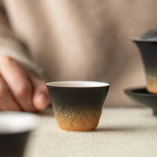 Ocean Wave Tea Tasting Cup Single Household Hospitality Small Tea Cup 40ml Kung Fu Tea Set Tea Cup Tea Ceramic Cup