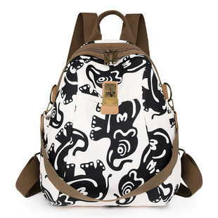 Foreign Trade Printed Backpack Women's Exterior Fashion All-match Travel Backpack 2025 New Lightweight Oxford Cloth Backpack