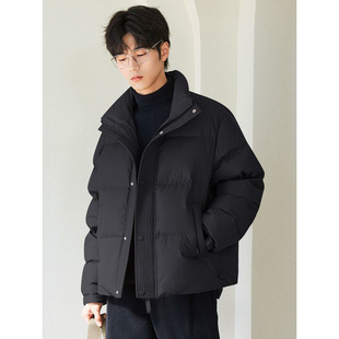 Thickened stand collar casual men's down jacket 2024 new autumn and winter men's warm bread coat trendy