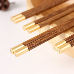 [5 pairs of postage] household solid wood chopsticks red sandalwood chicken wings wood fu word chopsticks supply simple packaging wholesale