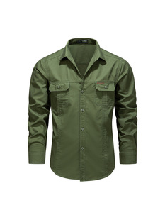Spring and Autumn Tooling New Shirt Men's Work Clothes Cotton Casual Loose Shirt Outdoor Foreign Trade Men's Washed Shirt Trendy