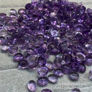 Natural Brazil Amethyst Oval Naked Stone Ring Vitreous Amethyst Ring Inlaid Ring Earrings Necklace
