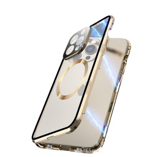 Applicable to Apple 14 mobile phone shell magnetic wireless charger Magsafe double card buckle iPhone13 lens all-inclusive new product