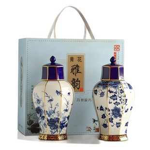 Jingdezhen высокотемпературный керамический винный алтарь 1.5L сине-синий элегантный шарм глазури сине-синий керамический винный бутылка поддерживает настройку
