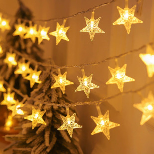 Cross-border led stars lights small colored lights atmosphere lights indoor string lights snowflake stars solar string camping lights