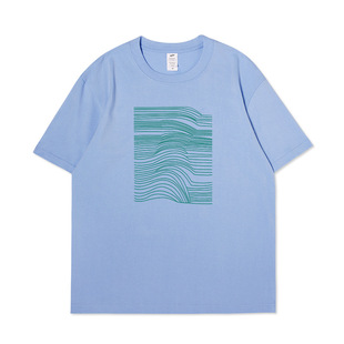 White Heavy Cotton Texture Short-sleeved T-shirt Men's Summer Simple Line Style All-match Half-sleeved Top