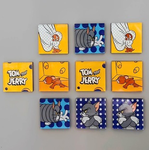 Maolin Acrylic Transparent Small Square Cat and Mouse Square Refrigerator Magnet Square High Transparent Customization