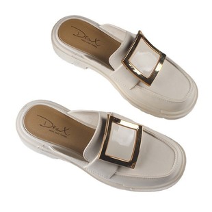 Charming shark new fashion solid color round toe square buckle slippers outdoor casual flat beach shoes women's closed toe slippers