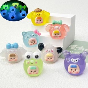 Luminous multi-sister large Sanrio resin accessories diy cream glue refrigerator key chain decoration accessories