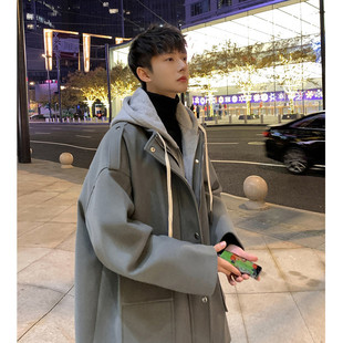 Fake Two-piece Coat Men's Autumn and Winter New Fashionable Brand Loose All-match Couple's Hooded Coat American Style Hong Kong Style Big YC